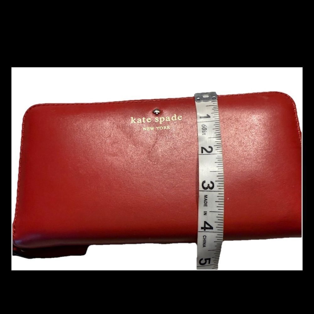 Kate Spade Deep Red Leather Slim Bifold Zipper Wallet - Picture 8 of 8